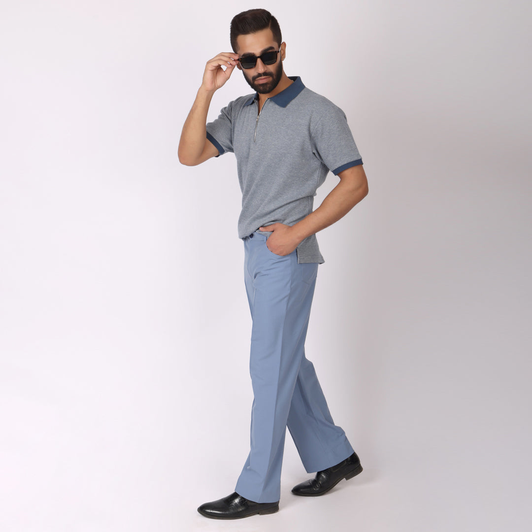 Light Blue Korean Style Pants – Stretch & Relaxed Fit