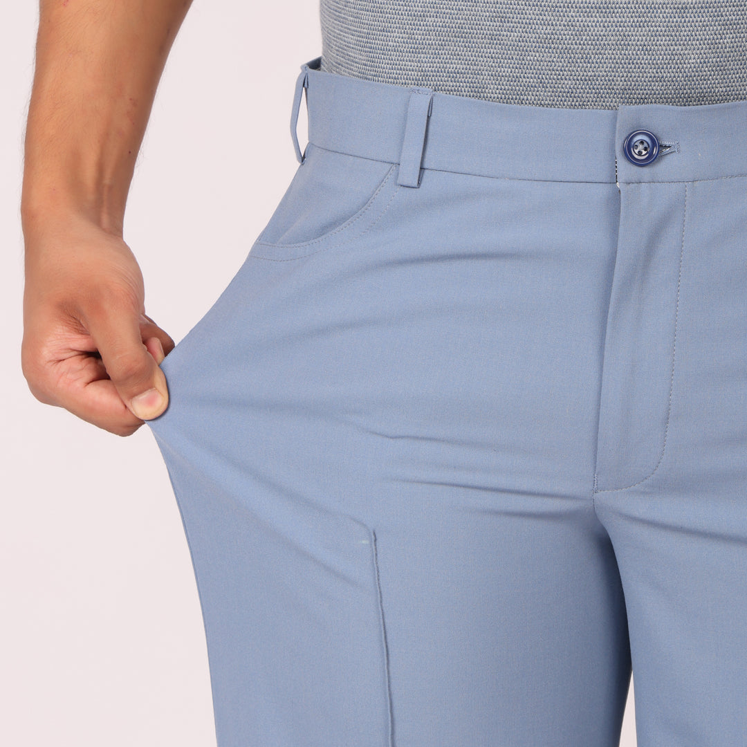 Light Blue Korean Style Pants – Stretch & Relaxed Fit
