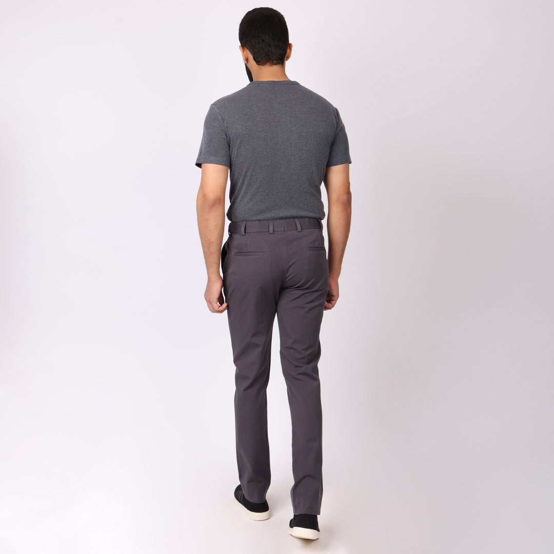 Dark Mouse Grey Power Stretch Chinos – Slim Fit with Extension Waistband