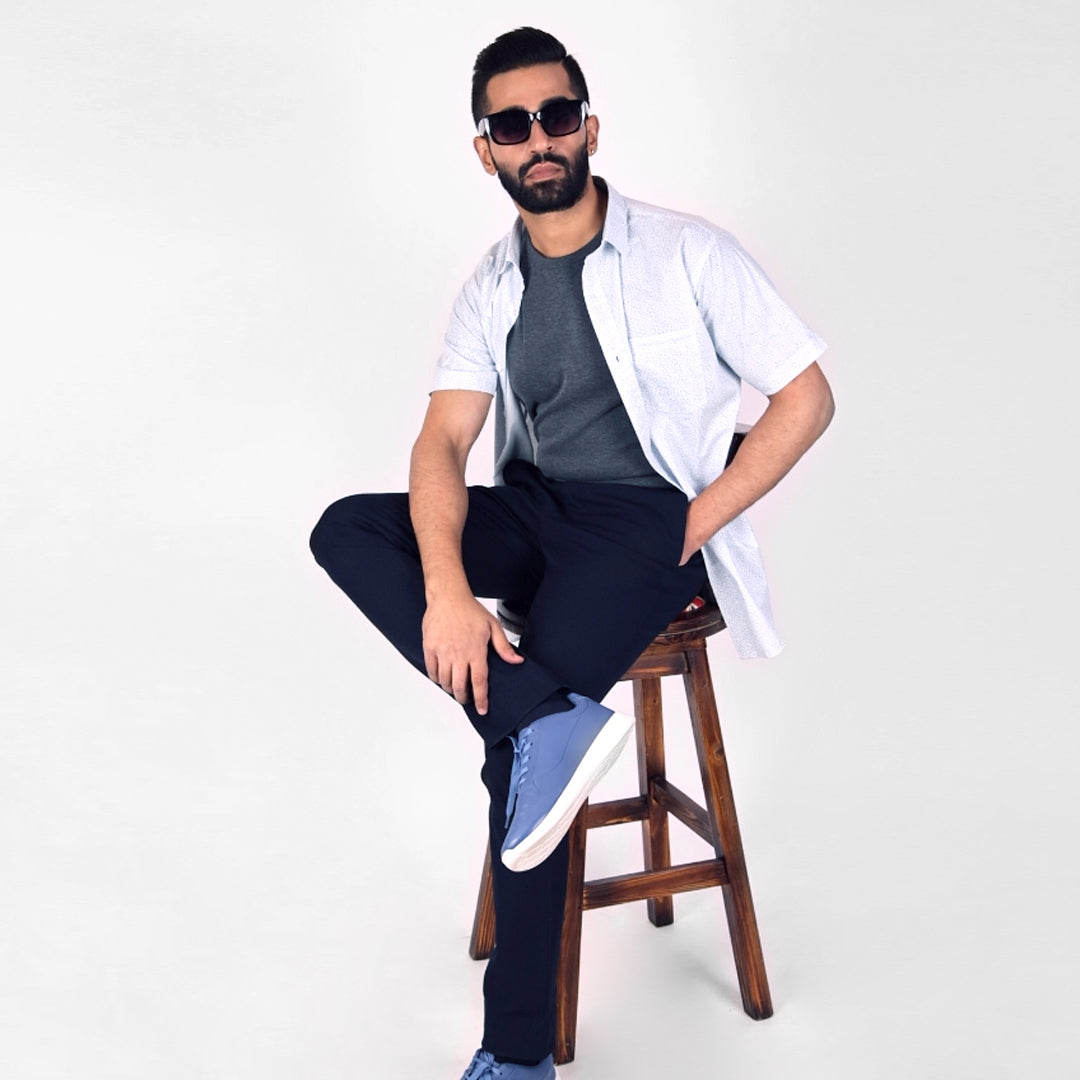 Midnight Blue Power Stretch Chinos – Slim Fit with Extension Waistband