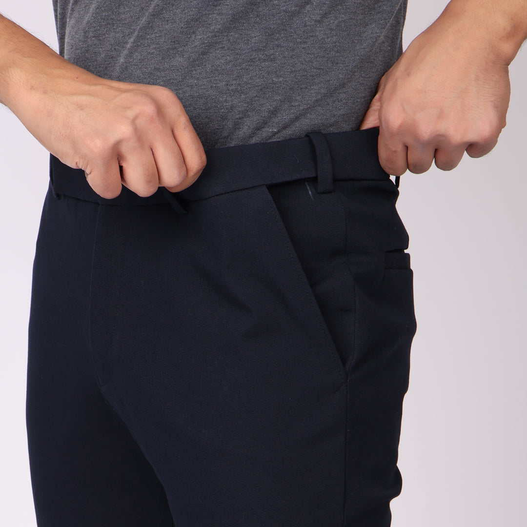 Midnight Blue Power Stretch Chinos – Slim Fit with Extension Waistband