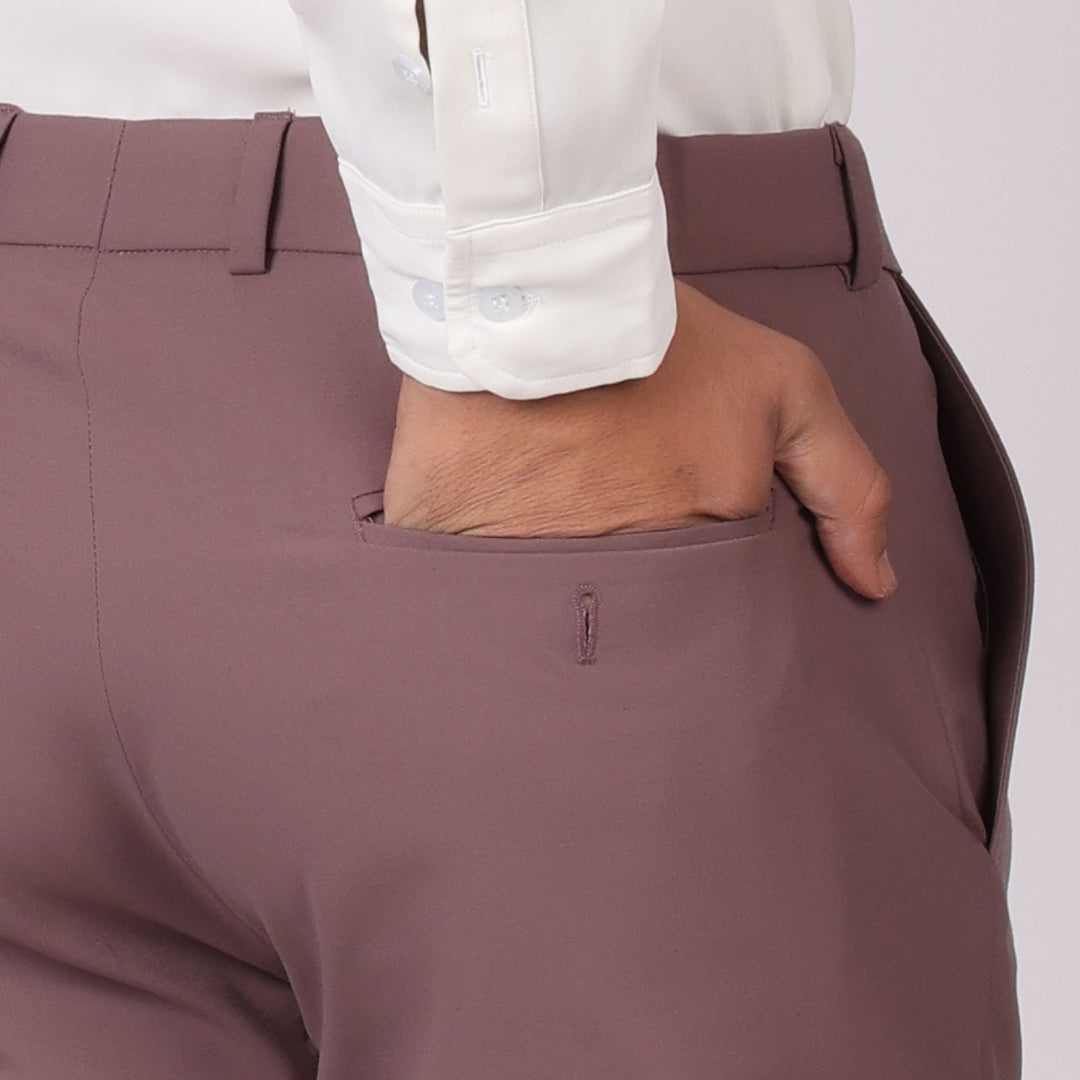 Light Purple Formal Pants – Slim Fit, Four-Way Stretch with Extension Waistband