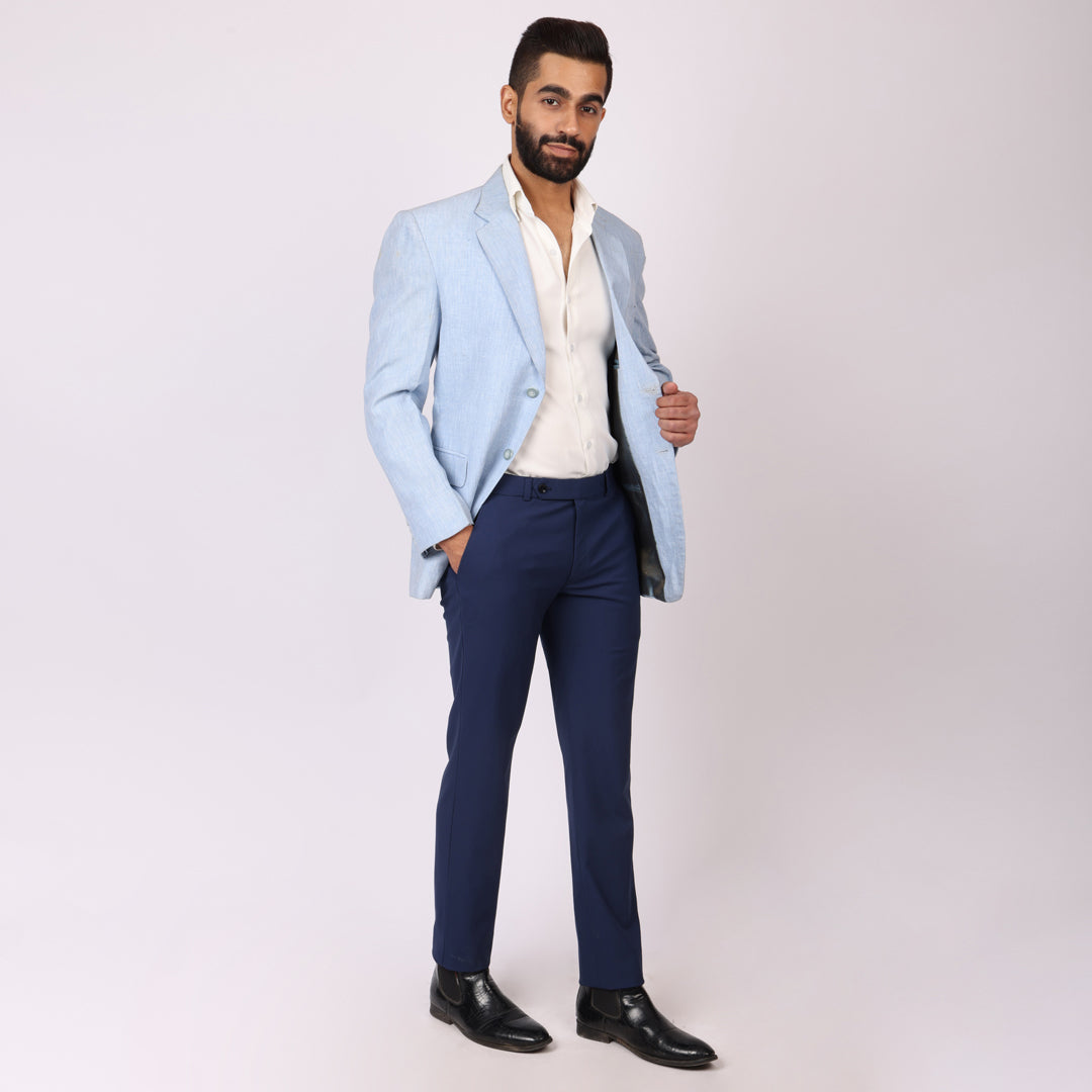 Essential Navy Formal Pants – Slim Fit, Four-Way Stretch with Extension Waistband