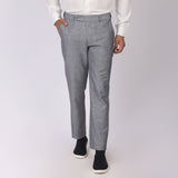 Grey Linen Formal Pants – Slim Fit, Light Stretch with Extension Waistband