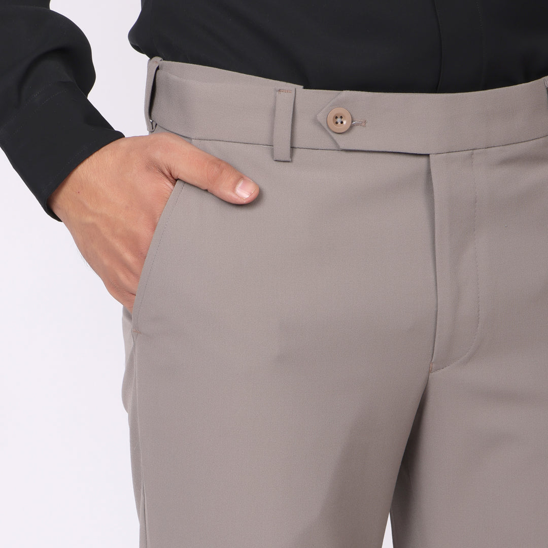 Dusty Mauve Formal Pants – Slim Fit | 4-Way Stretch with Extension Waistband