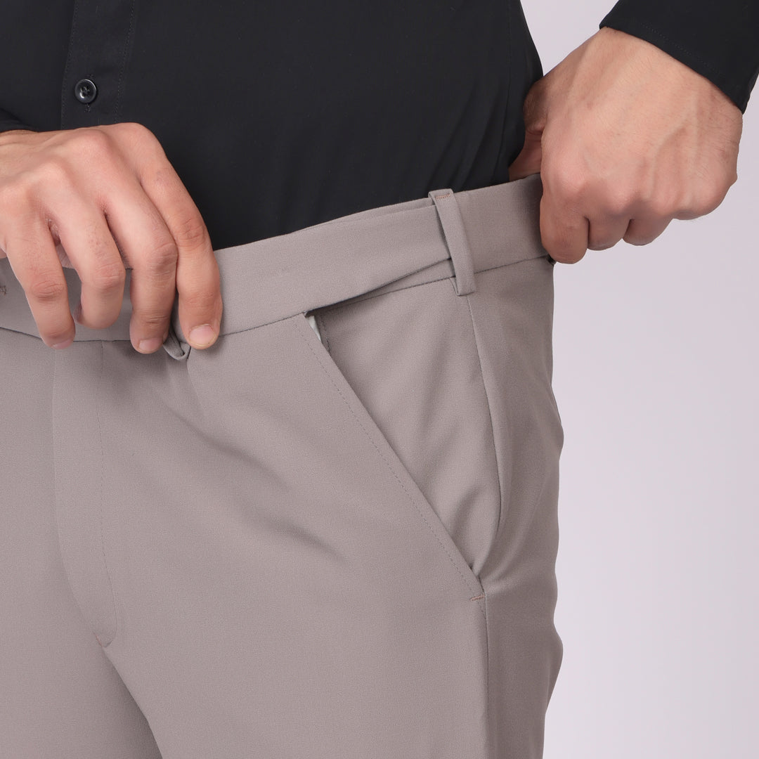 Dusty Mauve Formal Pants – Slim Fit | 4-Way Stretch with Extension Waistband