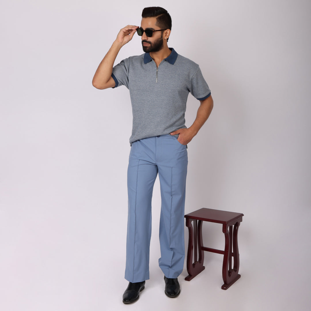 Light Blue Korean Style Pants – Stretch & Relaxed Fit