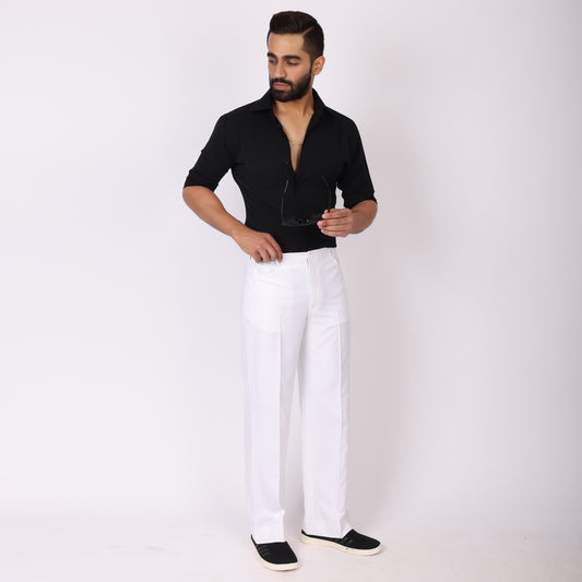 White Korean Style Pants – Stretch & Relaxed Fit