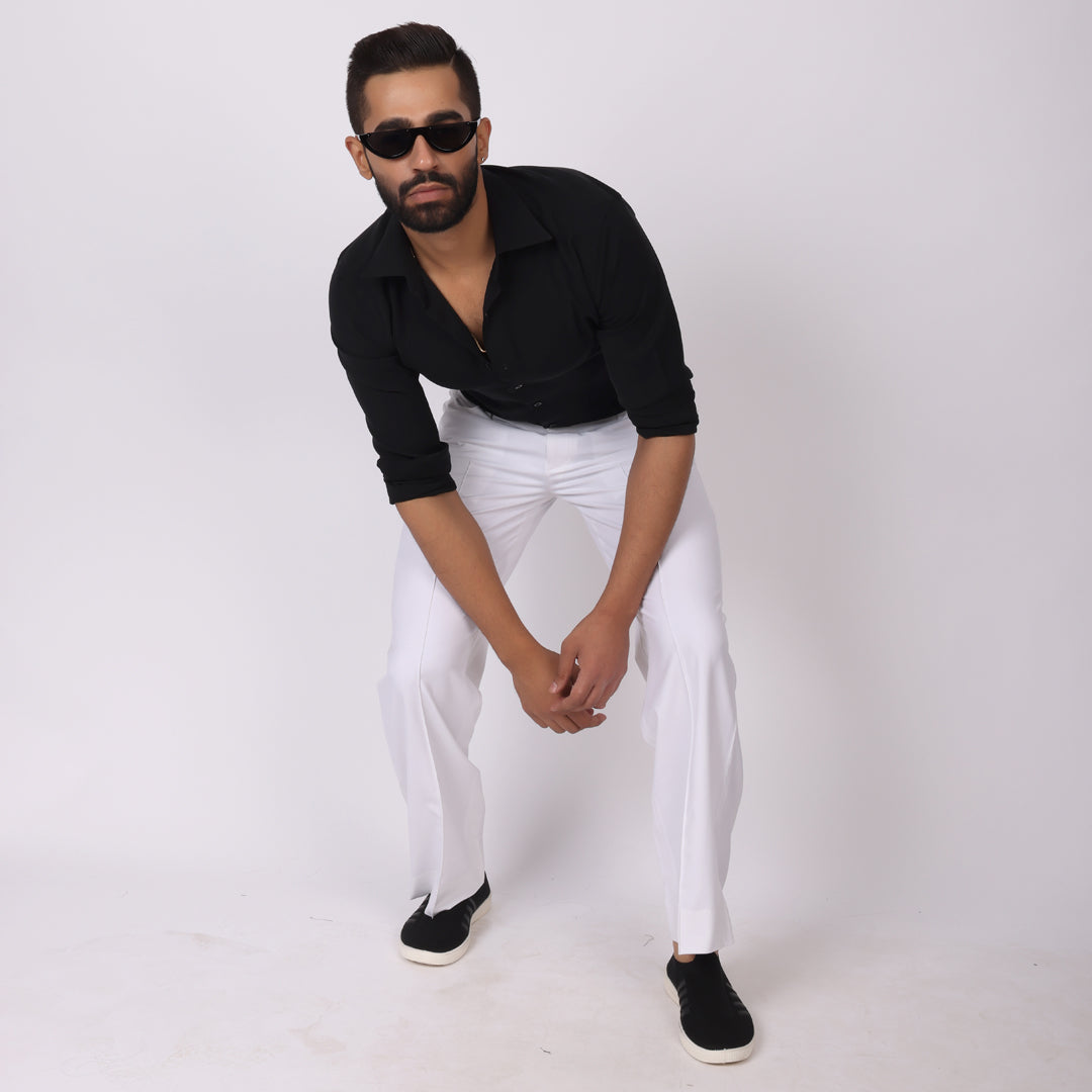 White Korean Style Pants – Stretch & Relaxed Fit
