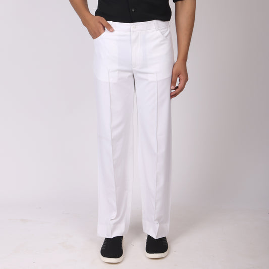 White Korean Style Pants – Stretch & Relaxed Fit