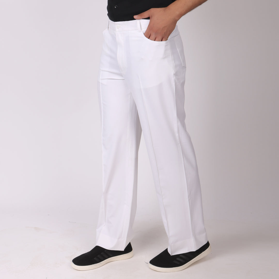 White Korean Style Pants – Stretch & Relaxed Fit