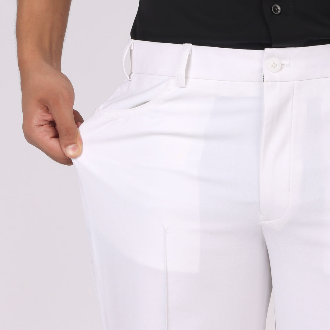 White Korean Style Pants – Stretch & Relaxed Fit