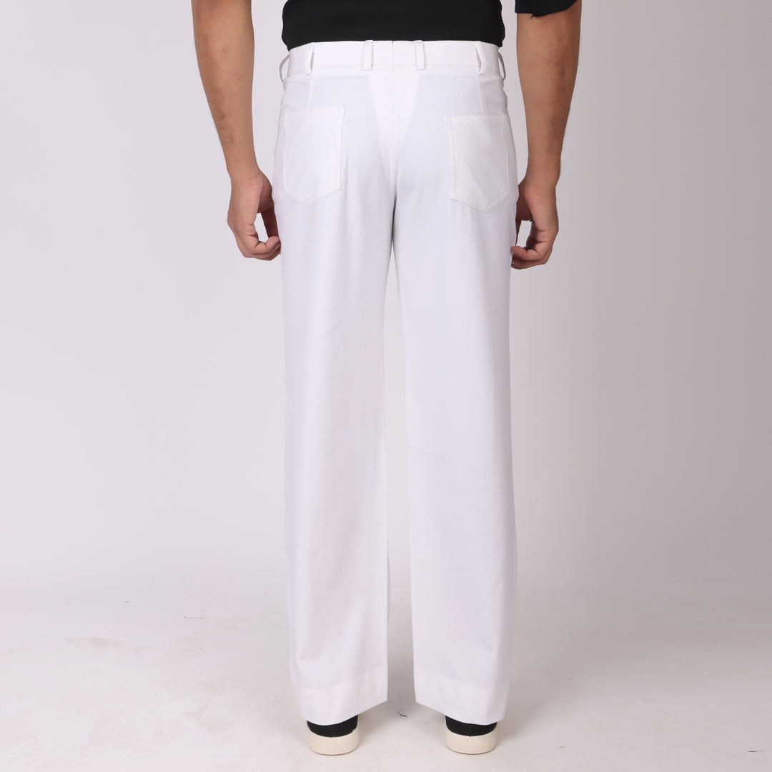 White Korean Style Pants – Stretch & Relaxed Fit