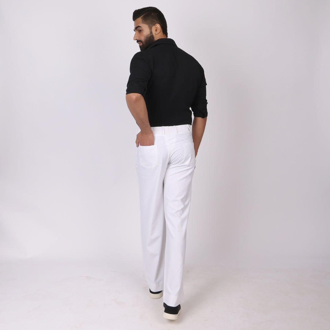 White Korean Style Pants – Stretch & Relaxed Fit