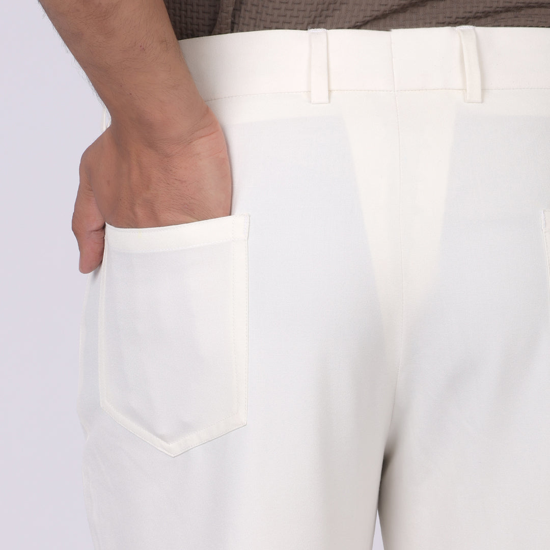 Off-White Korean Pants – Stretch & Relaxed Fit
