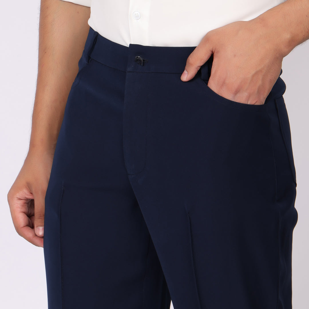 Deep Blue Korean Style Pants – Stretch & Relaxed Fit
