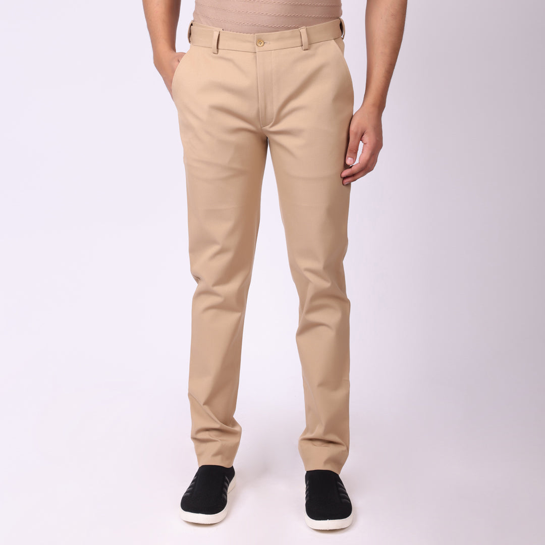 Khaki Power Stretch Chinos – Slim Fit with Extension Waistband