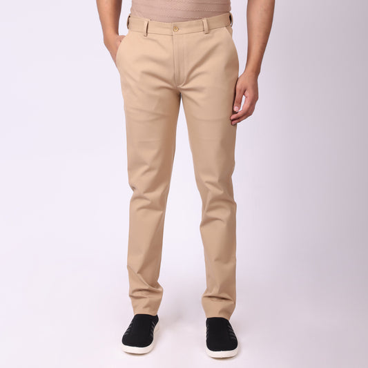 Khaki Power Stretch Chinos – Slim Fit with Extension Waistband