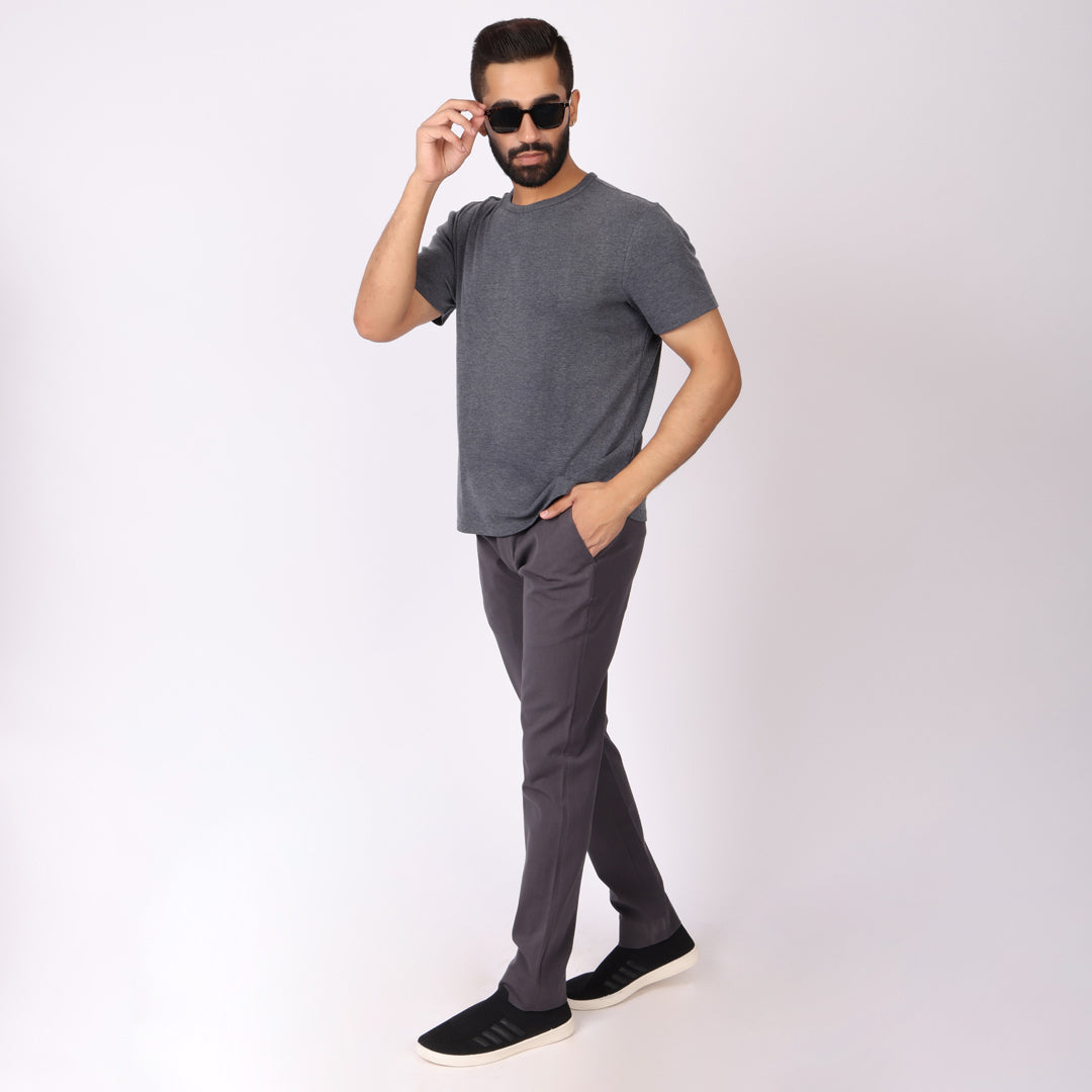 Dark Mouse Grey Power Stretch Chinos – Slim Fit with Extension Waistband