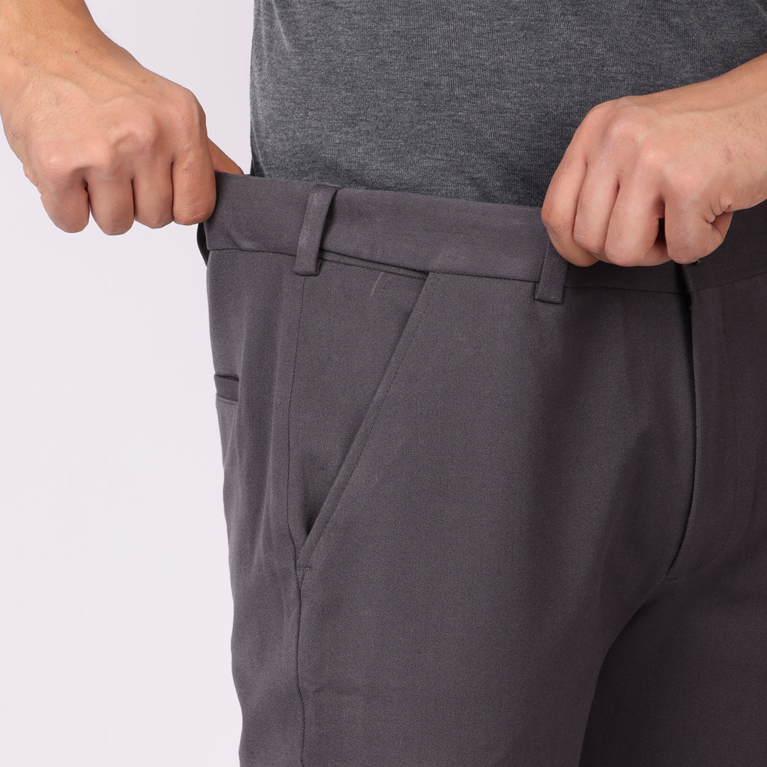 Dark Mouse Grey Power Stretch Chinos – Slim Fit with Extension Waistband