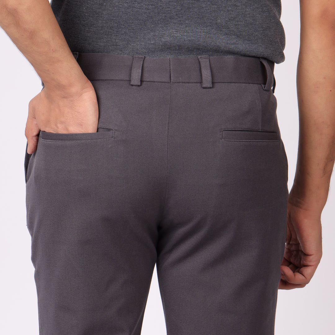 Dark Mouse Grey Power Stretch Chinos – Slim Fit with Extension Waistband