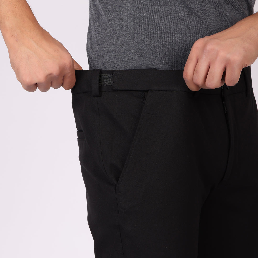 Everyday Black Power Stretch Chinos – Slim Fit with Extension Waistband