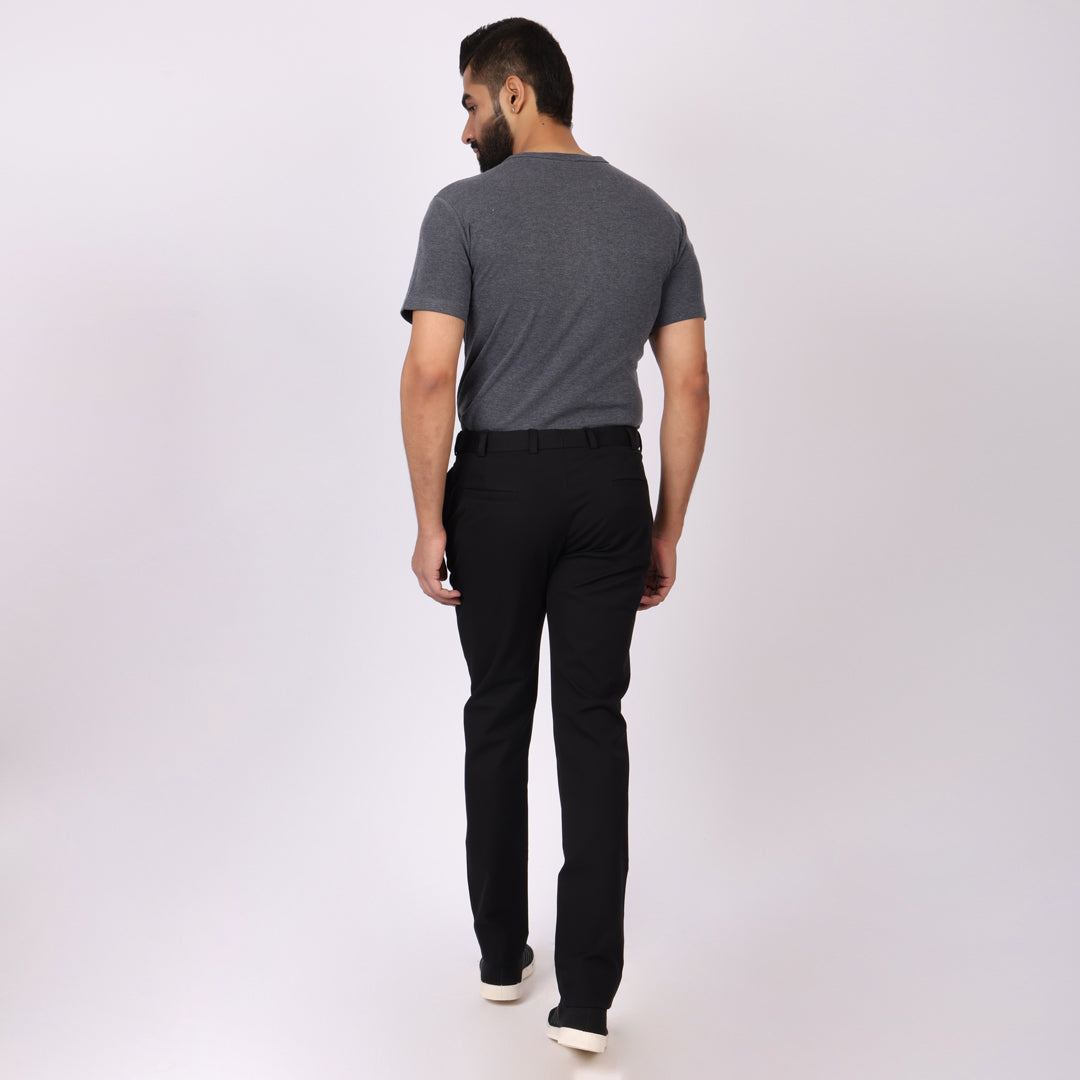 Everyday Black Power Stretch Chinos – Slim Fit with Extension Waistband