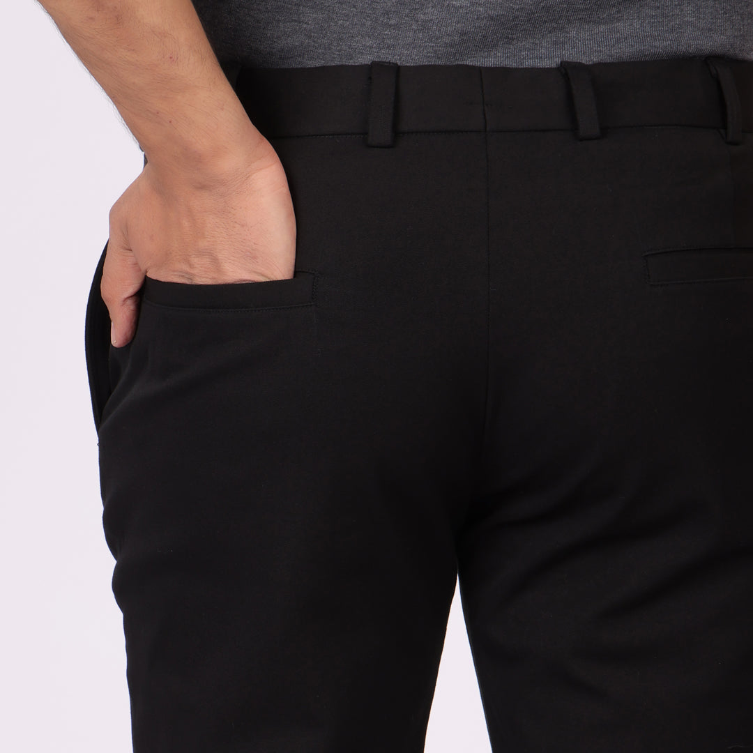 Everyday Black Power Stretch Chinos – Slim Fit with Extension Waistband