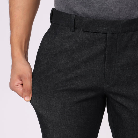 Blackish Grey Power Stretch Chinos – Slim Fit | Extension Waistband