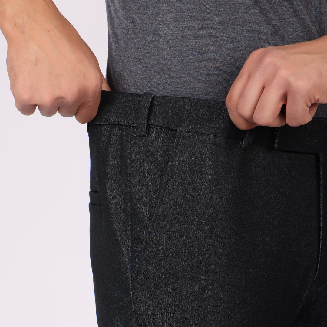 Blackish Grey Power Stretch Chinos – Slim Fit | Extension Waistband
