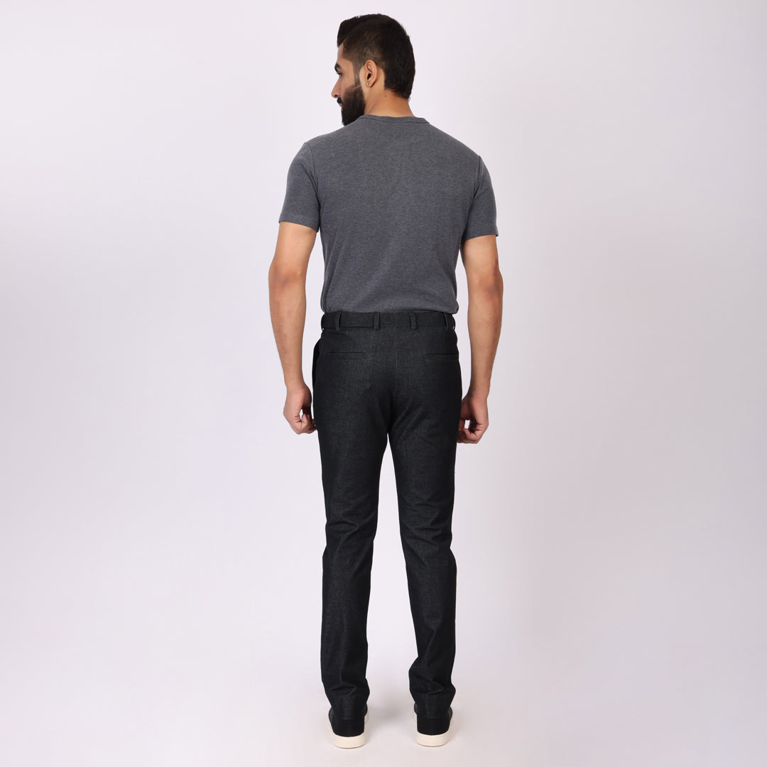 Blackish Grey Power Stretch Chinos – Slim Fit | Extension Waistband