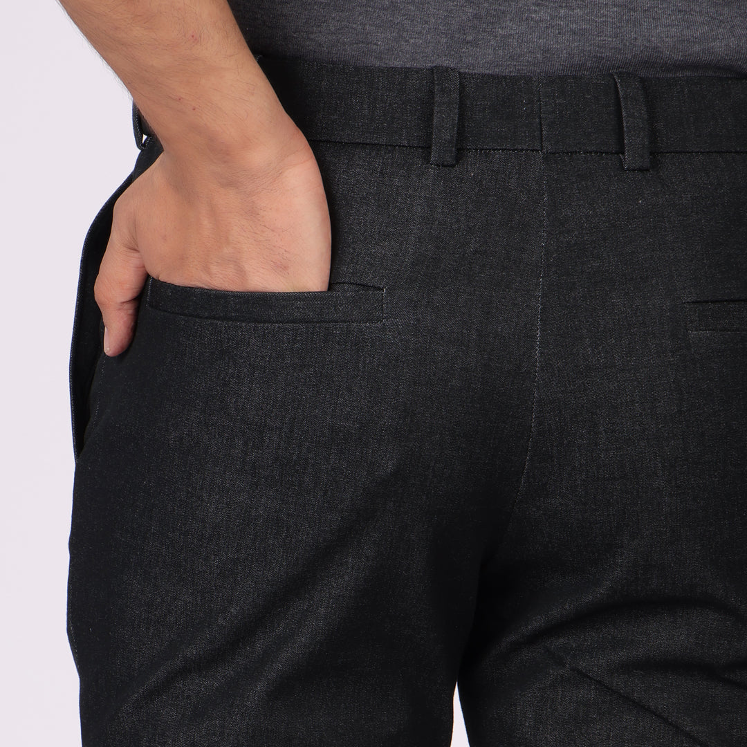 Blackish Grey Power Stretch Chinos – Slim Fit | Extension Waistband