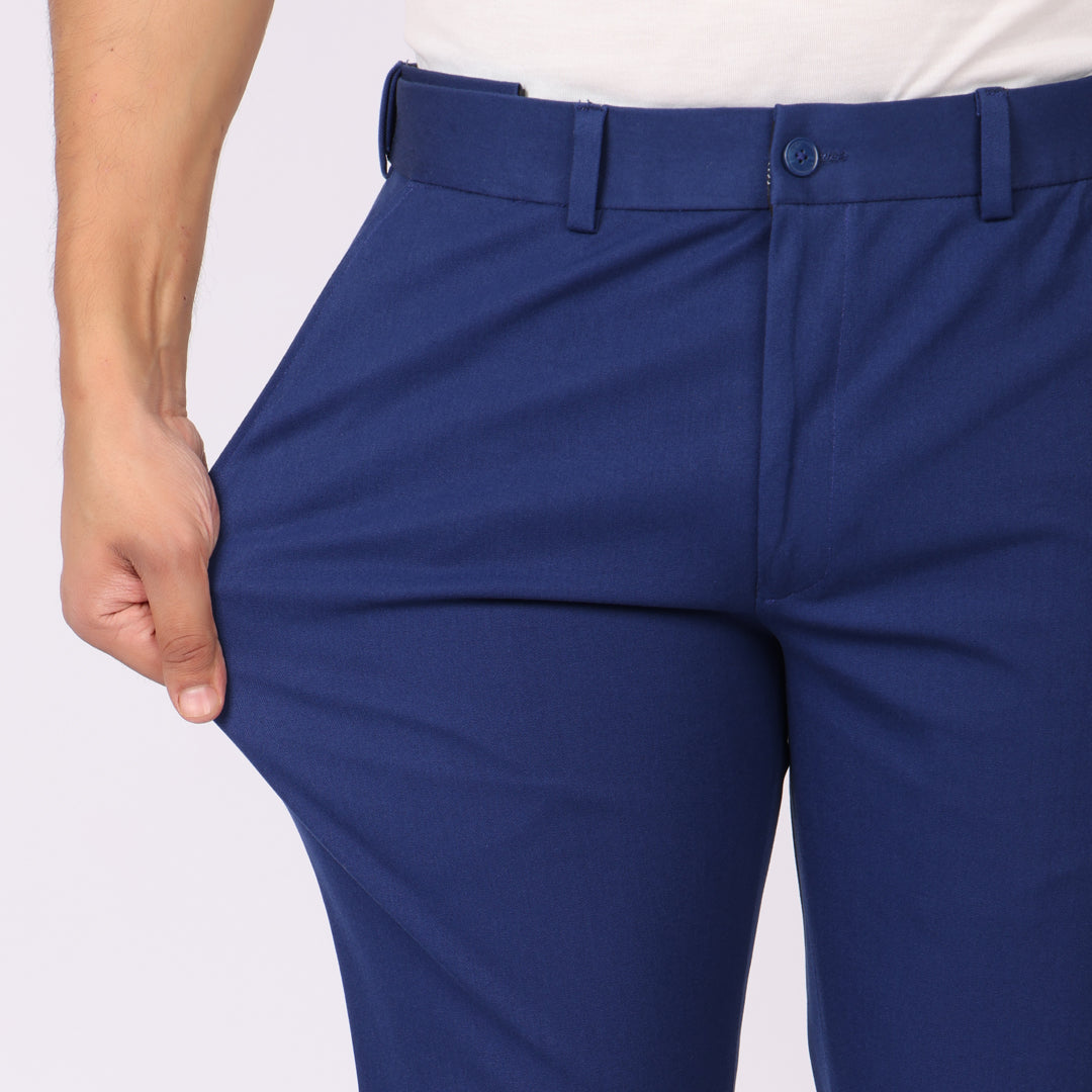 Indigo Blue Power Stretch Chinos – Slim Fit with Extension Waistband