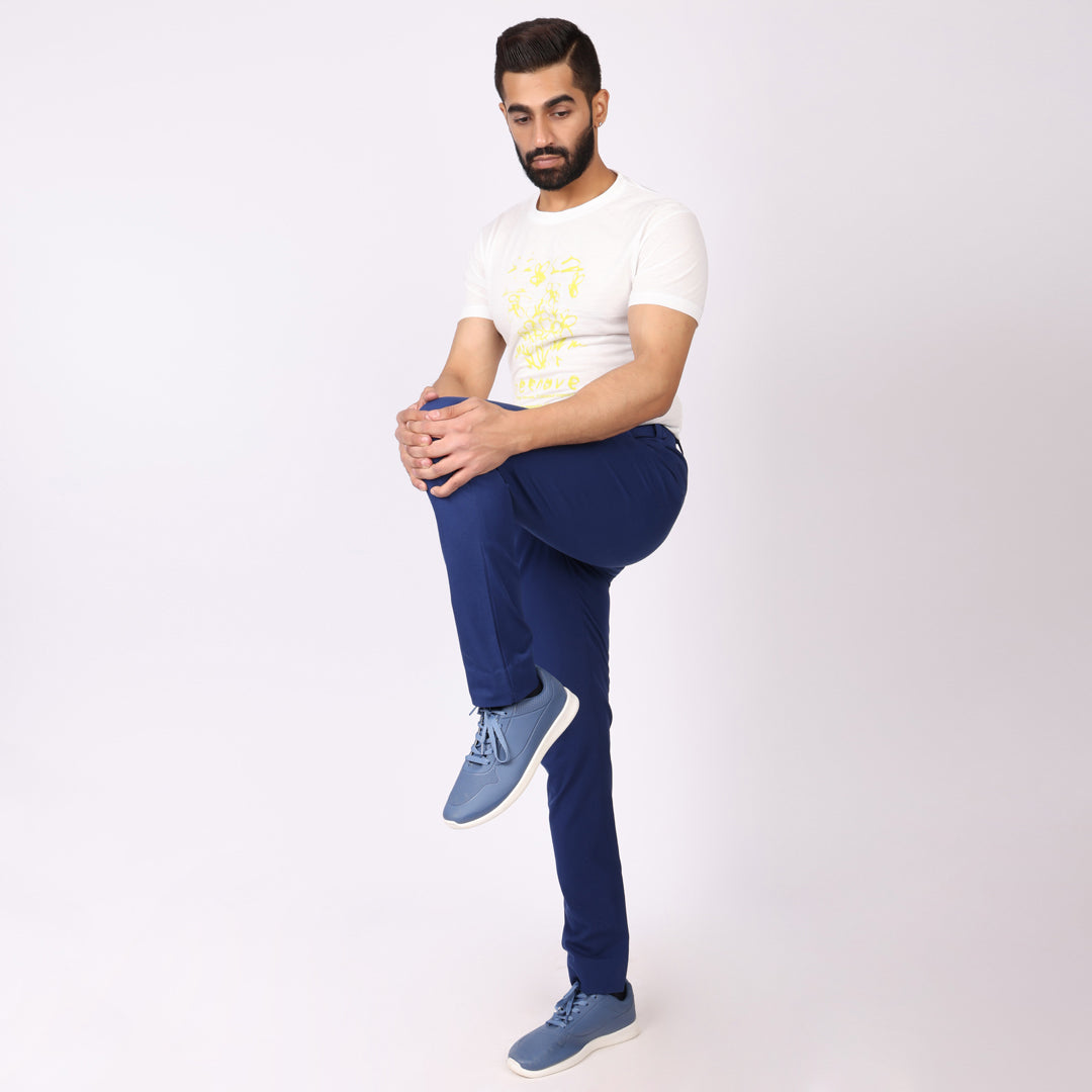 Indigo Blue Power Stretch Chinos – Slim Fit with Extension Waistband