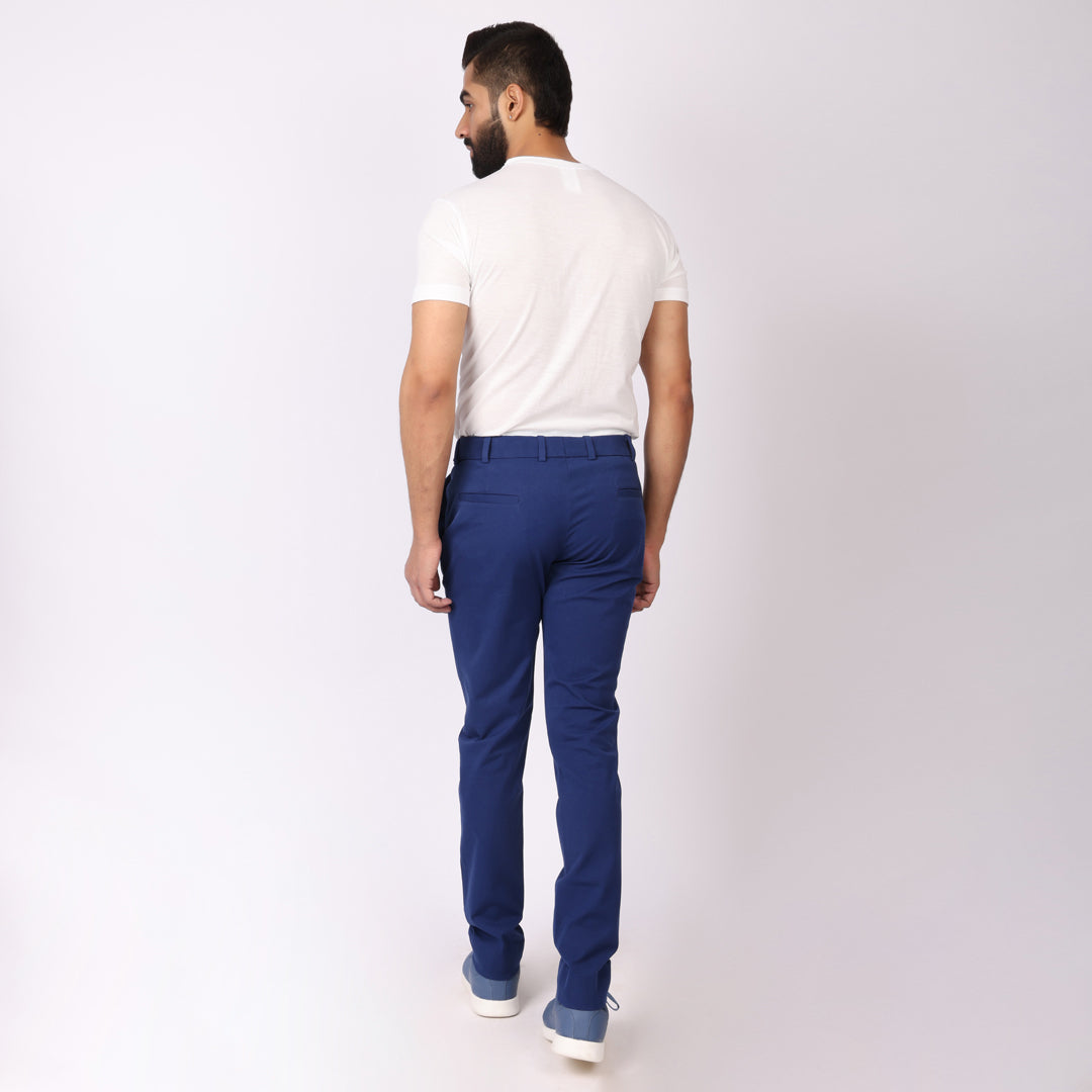 Indigo Blue Power Stretch Chinos – Slim Fit with Extension Waistband