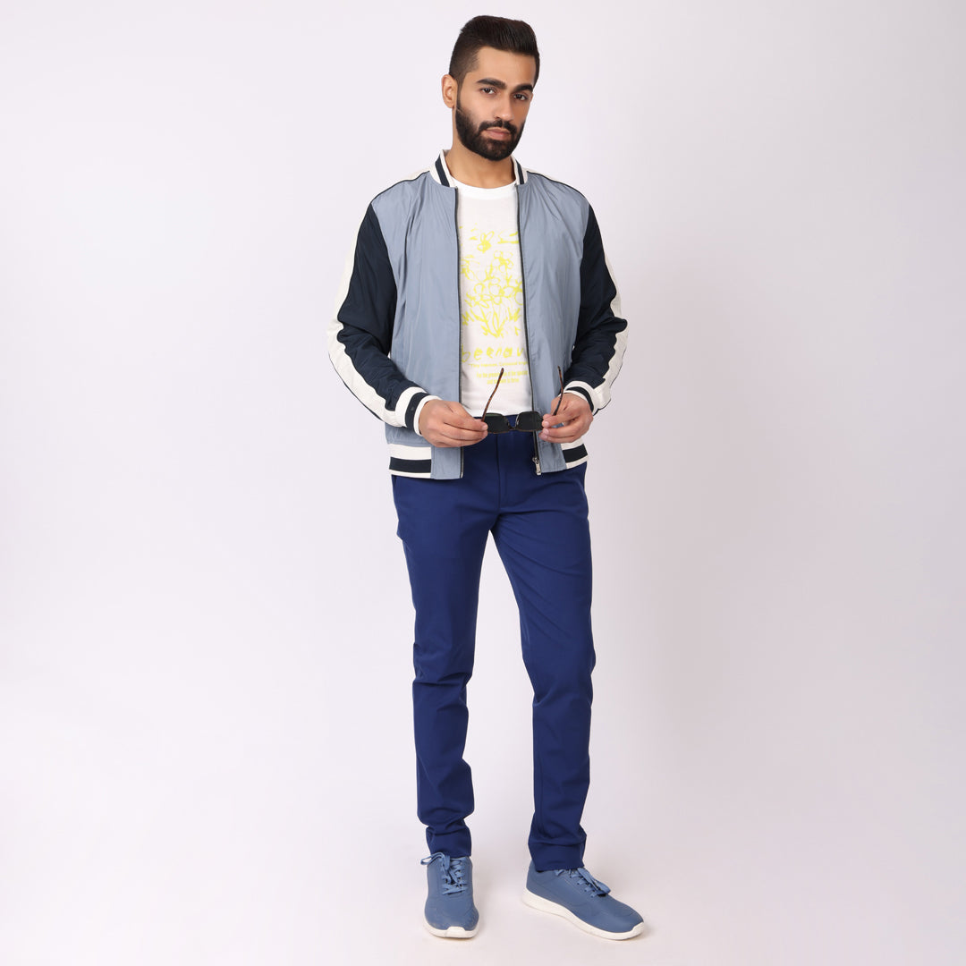 Indigo Blue Power Stretch Chinos – Slim Fit with Extension Waistband
