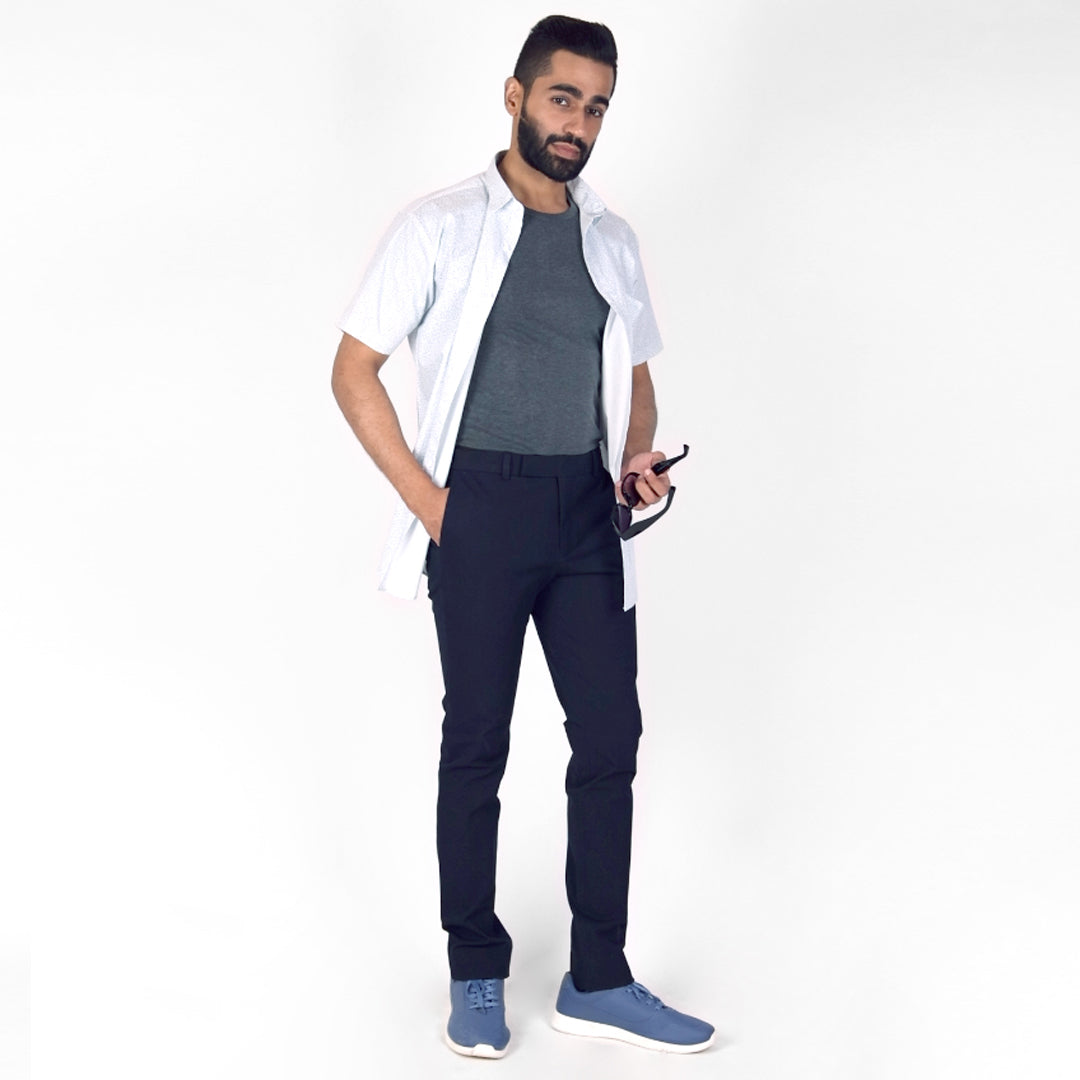 Midnight Blue Power Stretch Chinos – Slim Fit with Extension Waistband