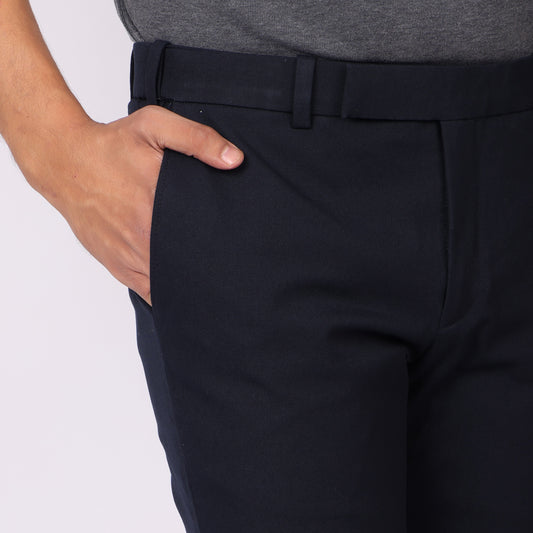 Midnight Blue Power Stretch Chinos – Slim Fit with Extension Waistband