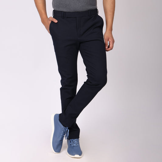 Midnight Blue Power Stretch Chinos – Slim Fit with Extension Waistband
