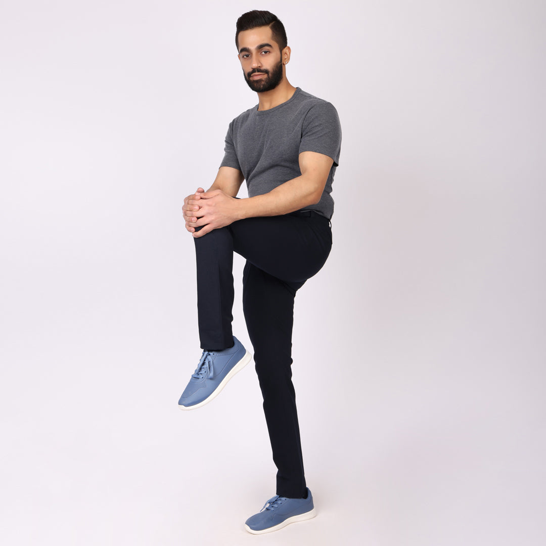 Midnight Blue Power Stretch Chinos – Slim Fit with Extension Waistband