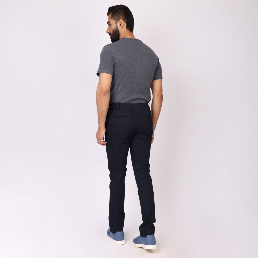 Midnight Blue Power Stretch Chinos – Slim Fit with Extension Waistband