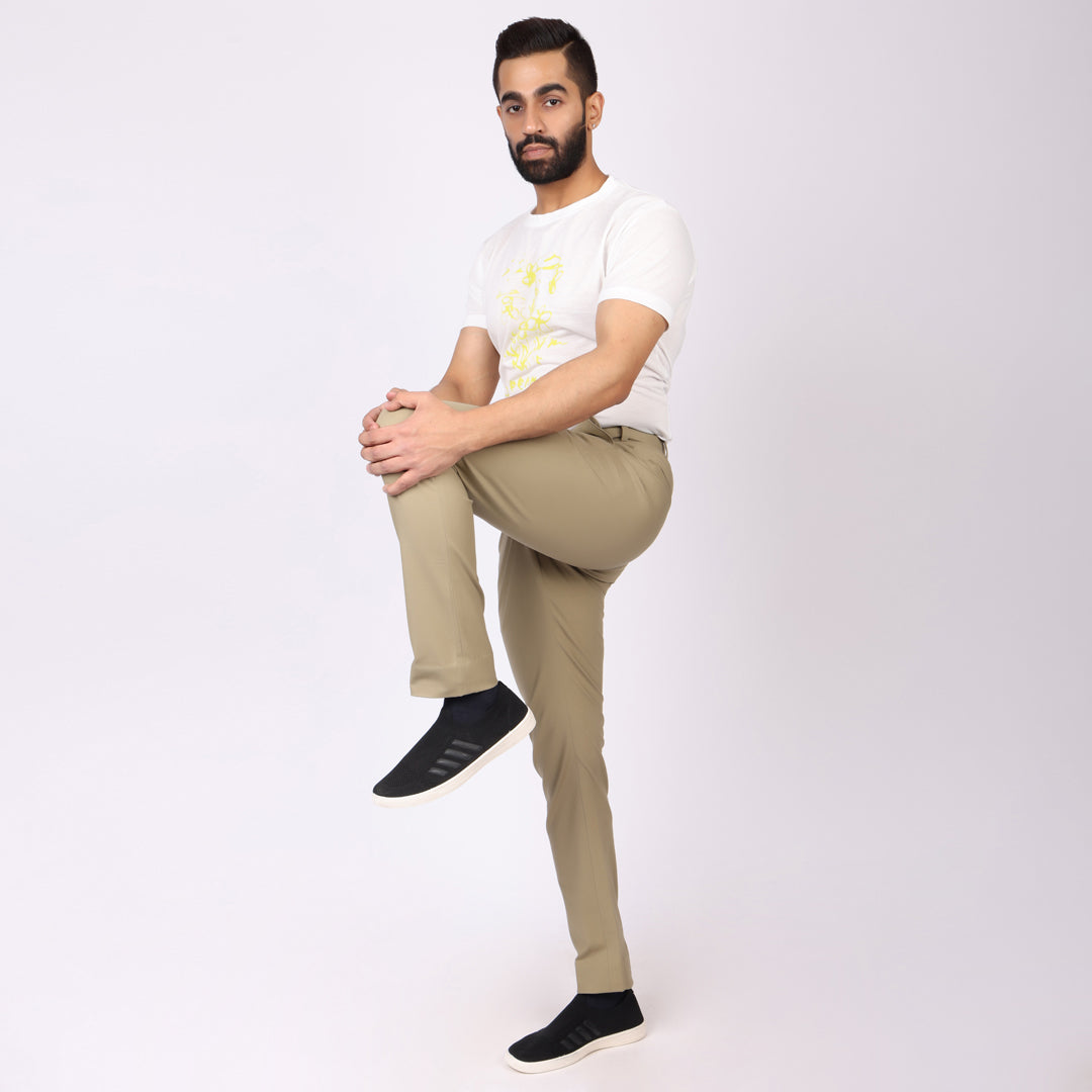 Essential Beige Power Stretch Chinos – Slim Fit with Extension Waistband