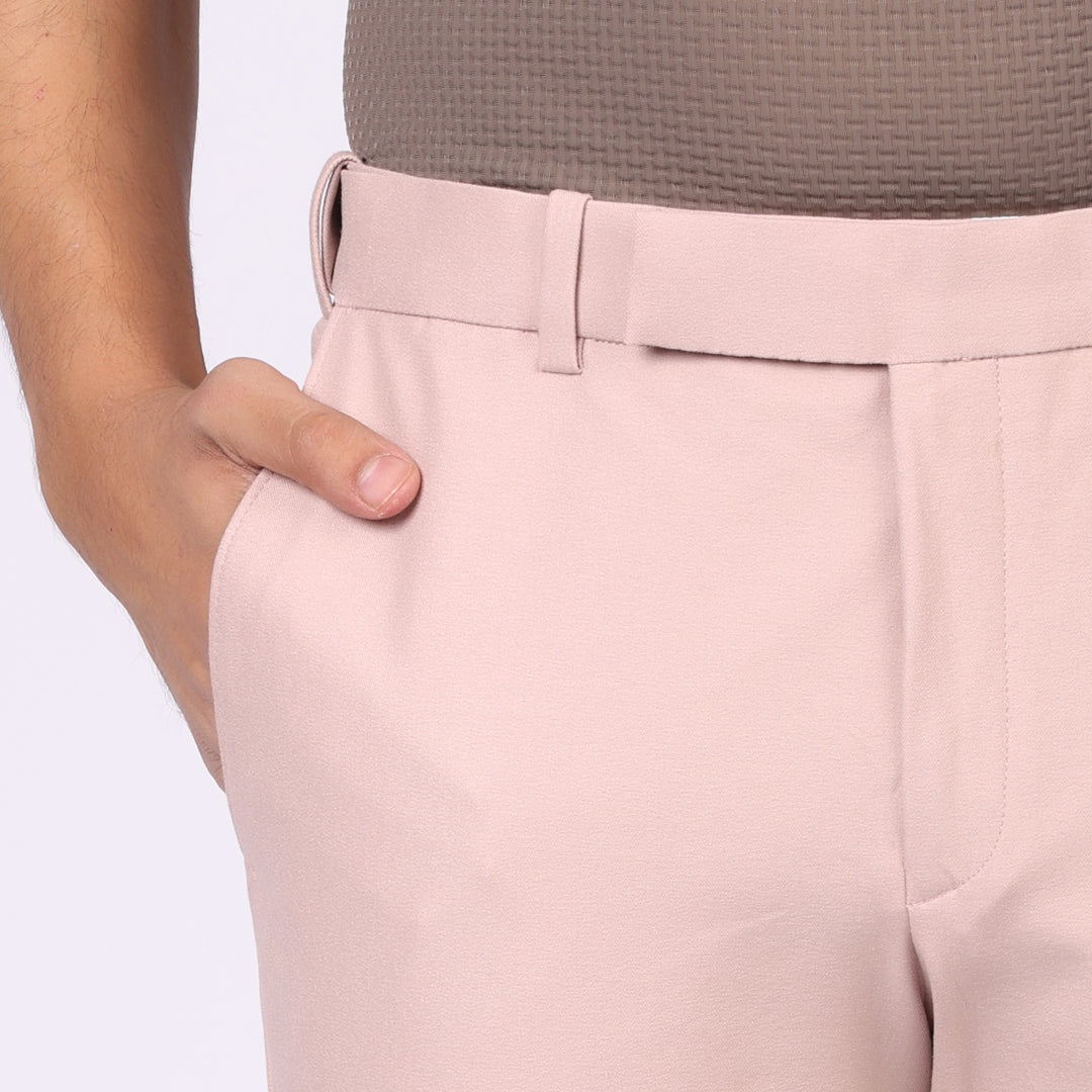 Light Peach Power Stretch Chinos – Slim Fit with Extension Waistband