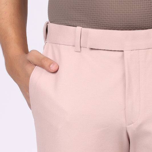 Light Peach Power Stretch Chinos – Slim Fit with Extension Waistband