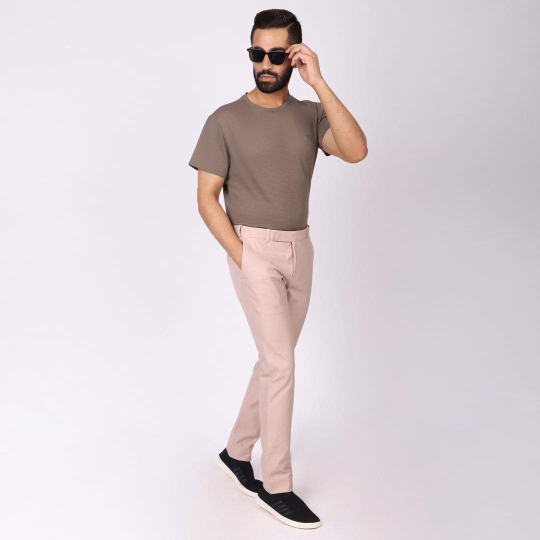 Light Peach Power Stretch Chinos – Slim Fit with Extension Waistband