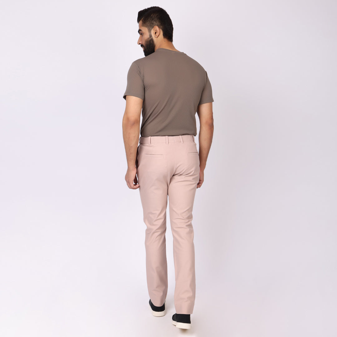 Light Peach Power Stretch Chinos – Slim Fit with Extension Waistband