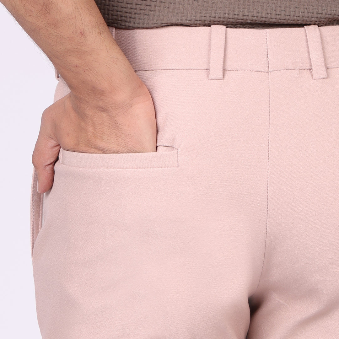 Light Peach Power Stretch Chinos – Slim Fit with Extension Waistband
