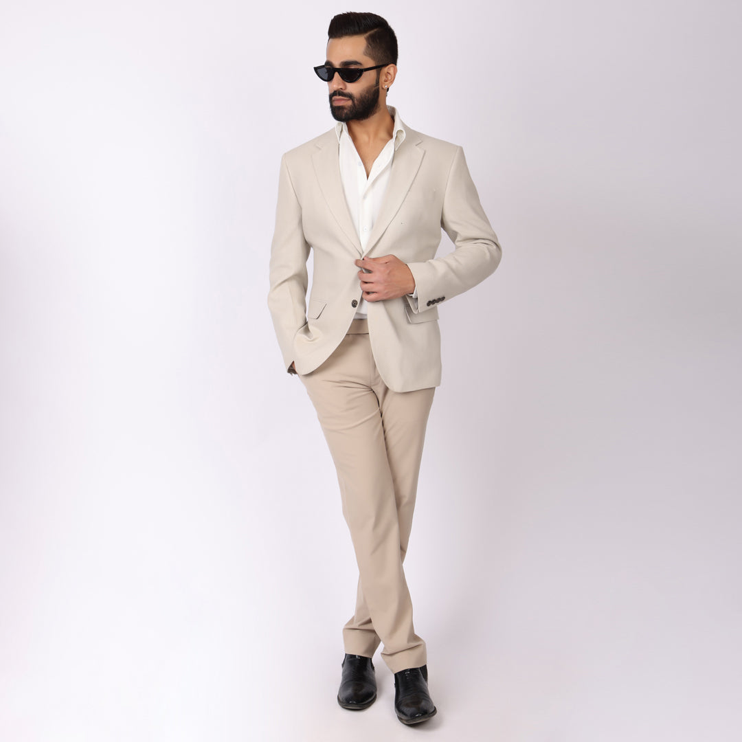 Essential Light Khaki Formal Pants – Slim Fit, Four-Way Stretch with Extension Waistband