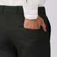 Dark Green Formal Pants – Slim Fit, Four-Way Stretch with Extension Waistband