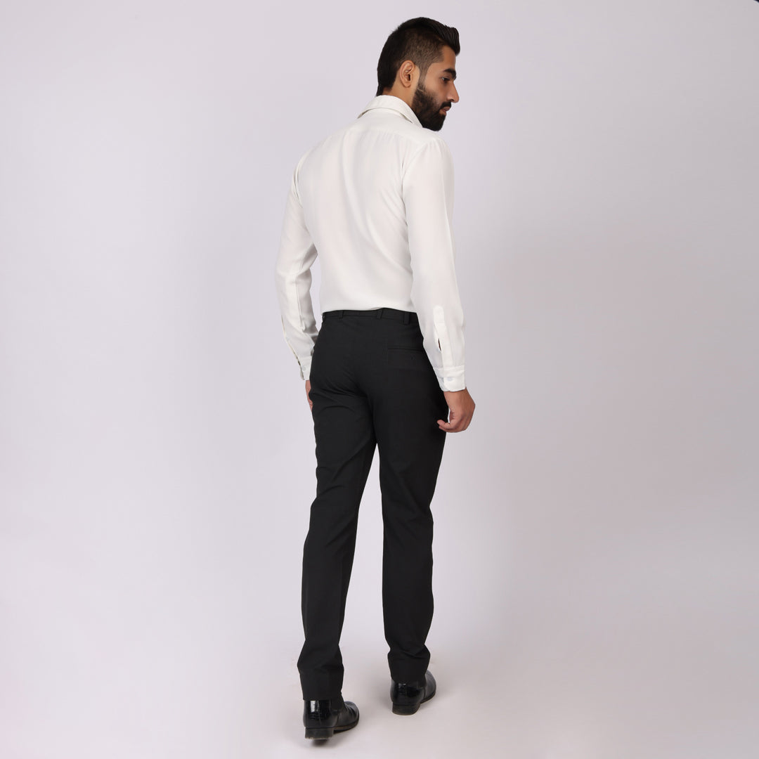 Essential Charcoal Grey Formal Pants – Slim Fit, Four-Way Stretch with Extension Waistband